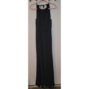 Watters Women’s Black Formal Evening Gown Size 8 XL Halter Tie-Back Long Dress